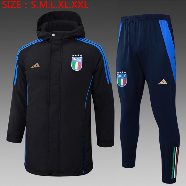 Daunenjacke Italien Komplett Set 2024-25 Schwarz